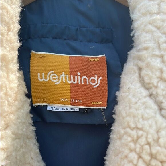 Westwinds Navy Blue Shearling-Lined Jacket 70s 80s Vintage Rare Winter Coat M - Picture 5 of 16